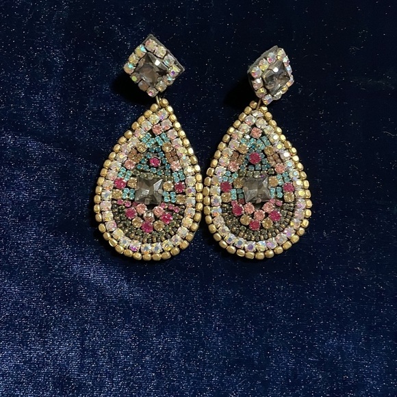 Natasha Earrings Multi Colored Stone Large Tear Drop Earrings Must See 🆕 🩷🩷 - Picture 10 of 13